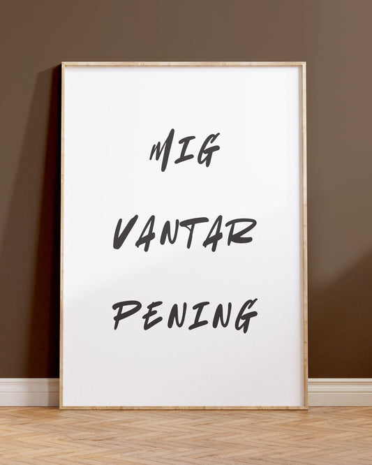 Veggspjald með texta í ramma upp við brúnan vegg